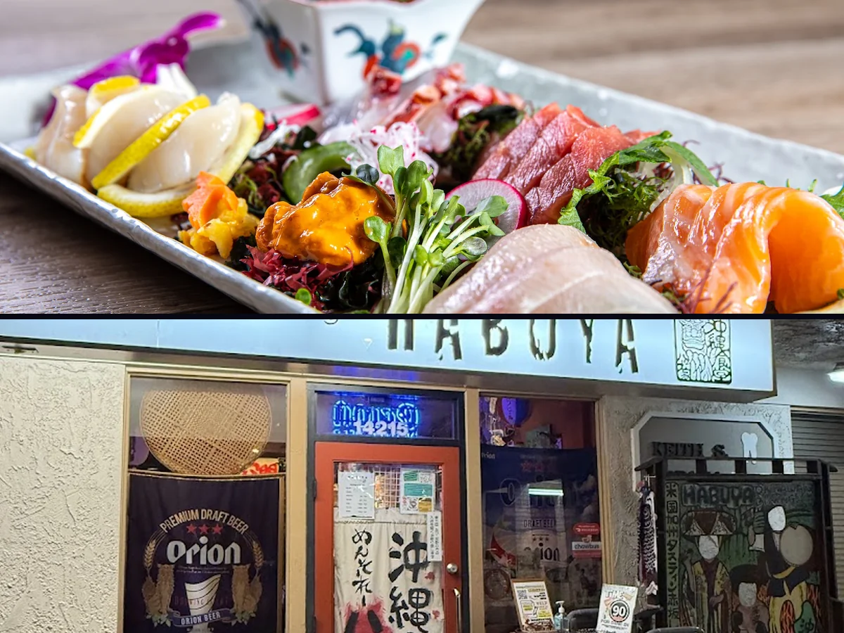 Assorted Okinawan meals served for sharing.